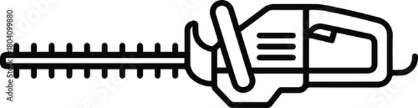 Fototapeta Hedge Trimmer Line Icon - Electric Garden Pruning Tool Vector Symbol