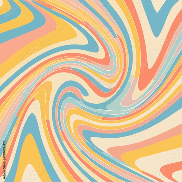 Obraz Vector set of groovy hippie 70s backgrounds. swirl, twirl pattern, waves. Y2k aesthetic. Social Media Stories Template, distorted and Twisted vector texture in trendy retro psychedelic style.
