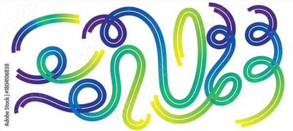 Fototapeta Colorful Gradient Scribble Line Collection – Vibrant Abstract Swirl Elements