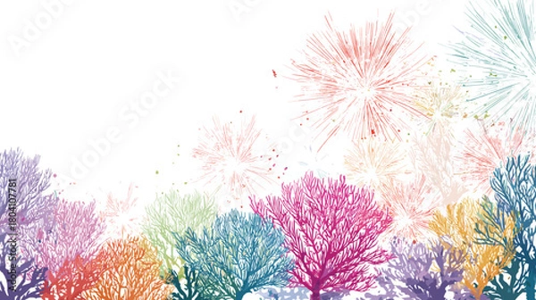 Fototapeta Colorful trees with abstract foliage isolated on for design