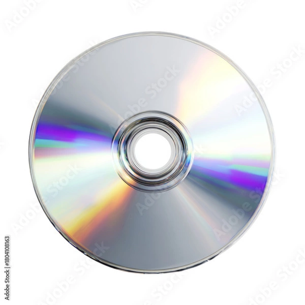 Obraz Compact Reflective CD Disc with Rainbow Light Spectrum on White Background