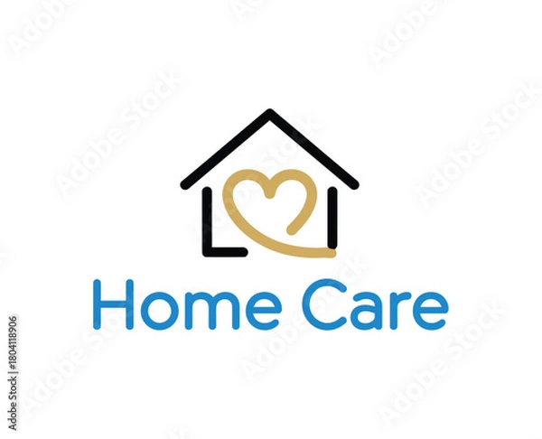 Obraz Home care logo, featuring a house and heart design, symbolizing love and support for inhome healthcare services and assistance