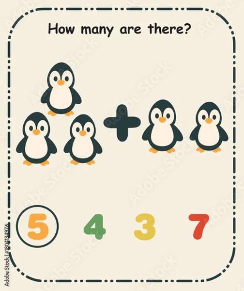 Fototapeta How Many Are There – Preschool Counting and Quantity Recognition Sheet