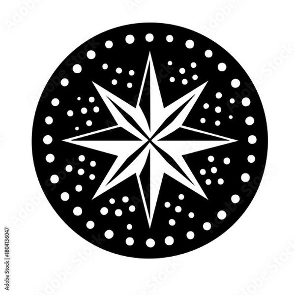 Fototapeta Christmas Stamp With Star Solid Icon