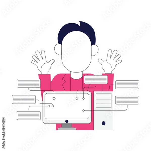 Fototapeta Desktop Social Power: Chat Apps, Group Messaging & Social Media Mastery on Computer