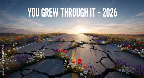 Obraz Road to recovery with flowers and sun in 2026, new year event