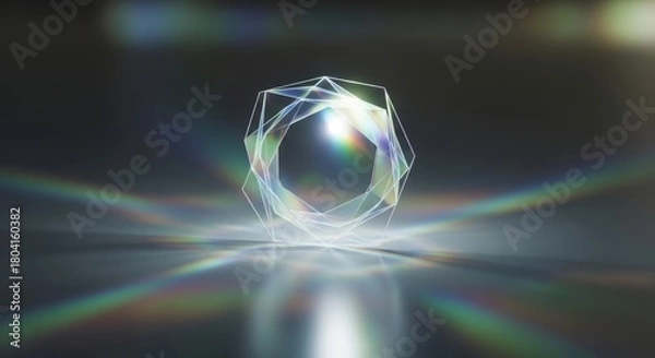 Fototapeta Abstract digital ring of light with rainbow refractions
