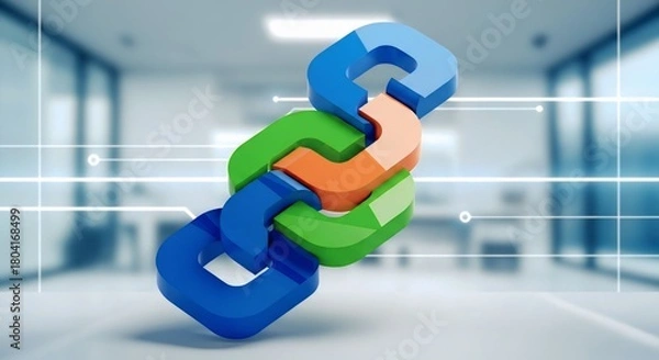 Obraz Innovative Link Design, Technology Concepts, Modern Office, Digital Illustration, Futuristic Environment, Creative Viewpoint