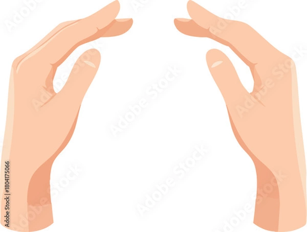 Fototapeta Two human hands forming a gentle curved shape, palms facing inward in a soft gesture