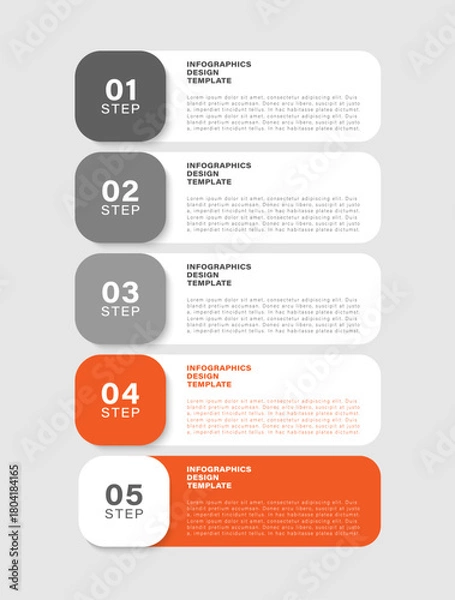 Obraz Modern vertical infographic template with five step process. Layout for presentation slides