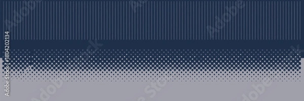 Fototapeta A blue and gray abstract background with vertical lines and halftone dots fading into gray space below