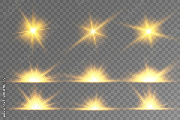 Fototapeta Lens Flare, light glow effect. sun or realistic shining star with backlight effect.
bokeh glitter and sparkles or sparkles on transparent background.
