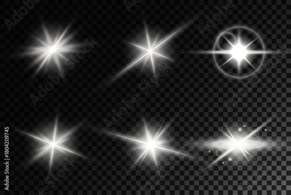 Fototapeta Lens Flare, light glow effect. sun or realistic shining star with backlight effect.
bokeh glitter and sparkles or sparkles on transparent background.

