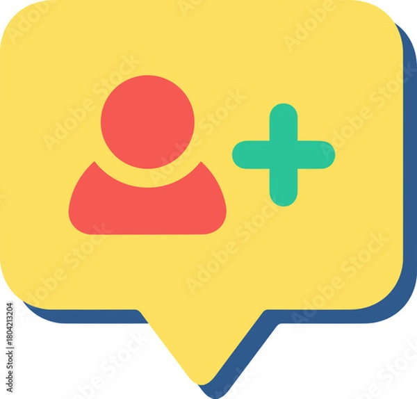 Fototapeta Social Media Connection Icon: New Follower Alert or Add Friend Sign Design