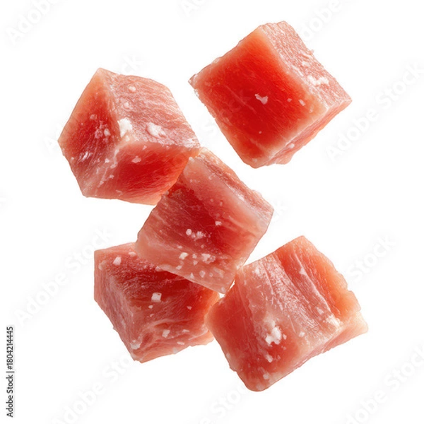 Obraz raw tuna cubes isolated on transparent background