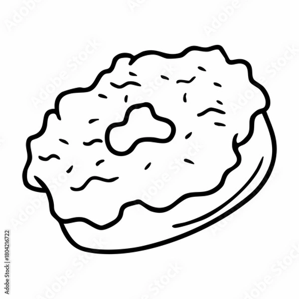 Obraz Cute cartoon donut line art outline drawing for coloring book