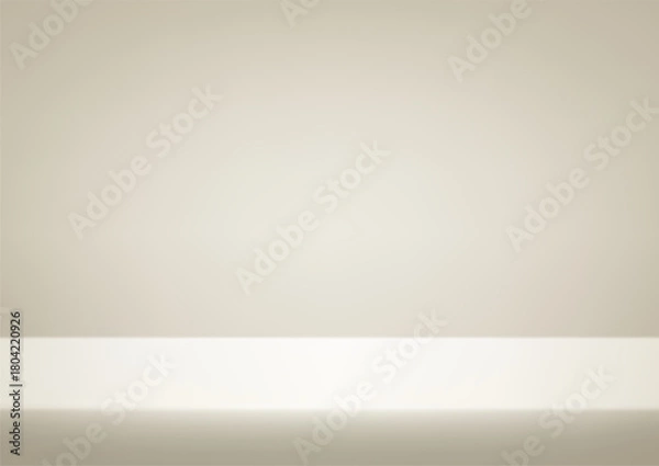 Obraz Empty Beige studio background. Empty Room Studio with table. Space for selling products, backdrop, wallpaper, background, text. Gradient table. Vector illustration.