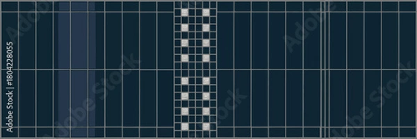 Fototapeta A close up view of a solar panel array with a central section of smaller square solar cells design