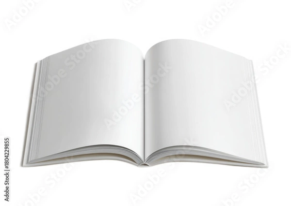 Obraz Open Blank Notebook with White Pages on White Background for Creative or Office Use