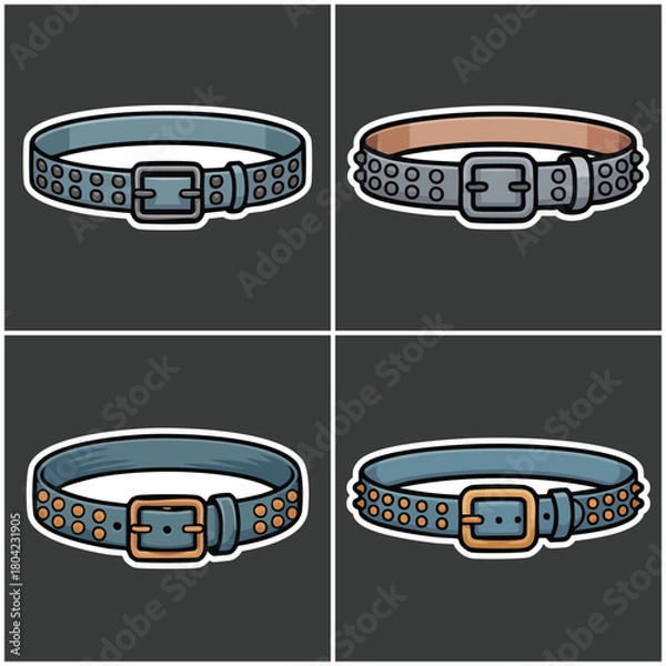 Obraz Belts collection with transparent background Punk Rock Culture