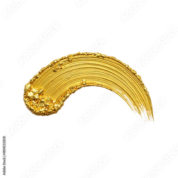 Obraz A Vibrant Gold Brushstroke with Textural Detail and a Subtle Sheen on a Black Background