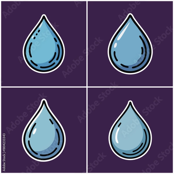 Obraz Water droplets with white outline Emo Culture