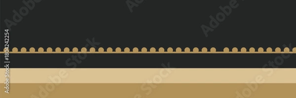 Fototapeta A minimalist illustration showing a dark background with a tan border and circular embellishments line