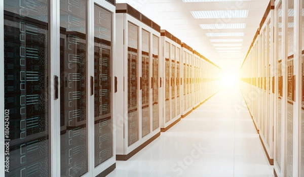 Obraz Server room data center interior 3D rendering