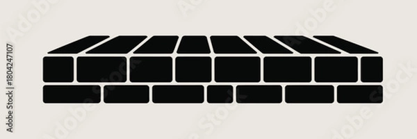 Fototapeta Illustration of a stacked rectangular block structure with trapezoidal top pieces in black and white