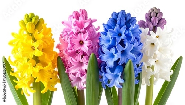 Fototapeta Colorful Hyacinth Flowers in Full Bloom - A Vibrant Spring Display.