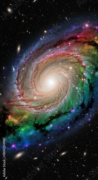 Fototapeta Vibrant Spiral Galaxy in Deep Space - A Cosmic Spectacle.