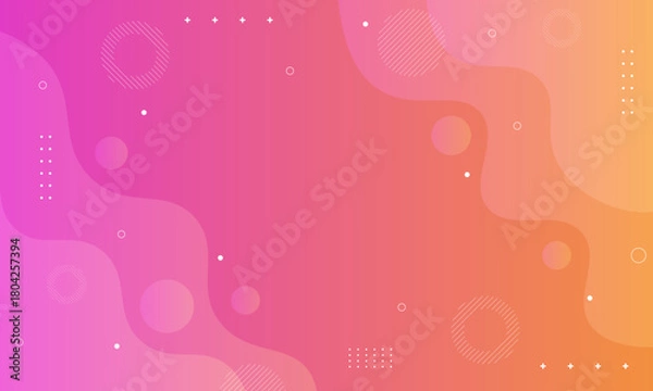Fototapeta Pink to orange gradient background with smooth abstract shapes.