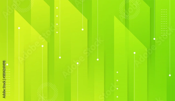 Fototapeta Abstract green background with geometric lines and subtle dot accents.