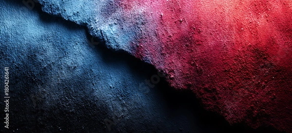 Fototapeta abstract gradient background with blue and red colors. dark background with a grainy texture. background for design. minimal concept. ample copy space.
