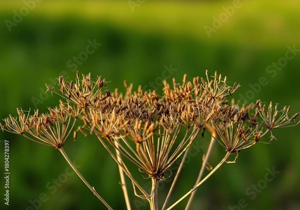 Obraz Dried and decaying plant life showing the transition from vibrant green to dull brown, symbolizing drought, climate change, and environmental stress ,natural ,macro ,crisis