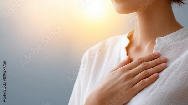 Obraz Training yourself to give self-encouragement and to be happy with life. Returning to self-love with pride.