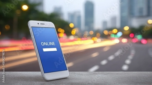 Fototapeta A mobile banking transfer animation with bright fast motion streaks, symbolizing instant online transactions. Online banking transaction.