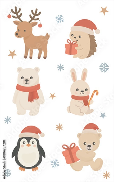 Obraz Christmas Animals Vertical Design Elements