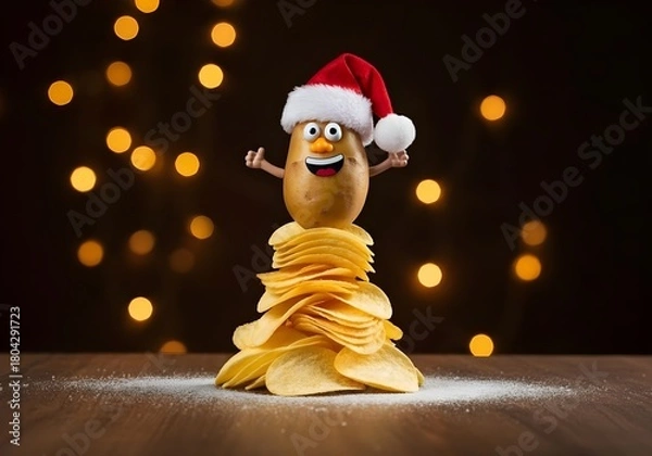 Obraz Natale e feste vegetariane e salutari, buffo albero di Natale di frutta e verdura secca