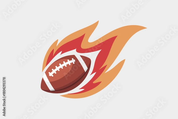 Obraz A dynamic football surrounded by flames. Vector illustration.