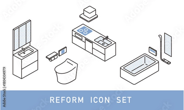 Fototapeta 水回りのアイソメトリックイメージ