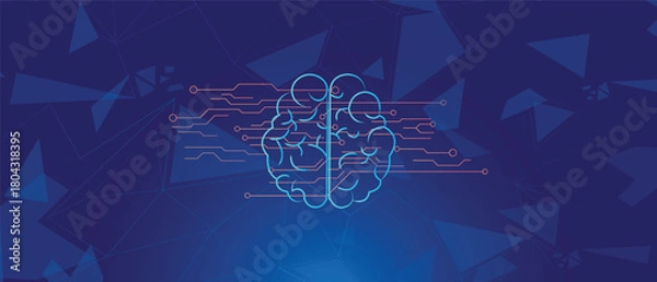 Fototapeta Artificial Intelligence Brain Network and Machine Learning