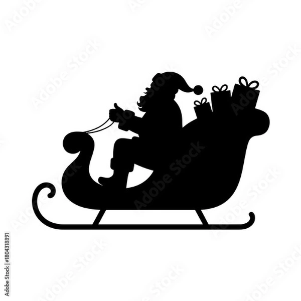Obraz santa claus and sleigh silhouette illustration