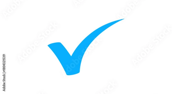 Fototapeta Blue Curved Tick Icon – Smooth Checkmark Symbol Vector - check mark