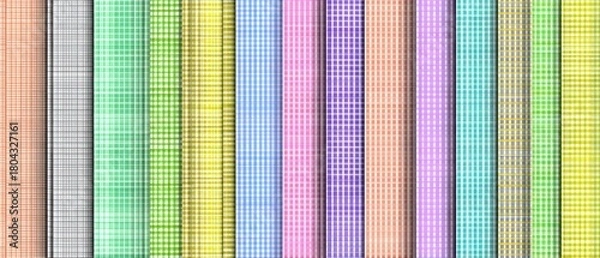 Fototapeta Colorful fabric swatches with a checked pattern.