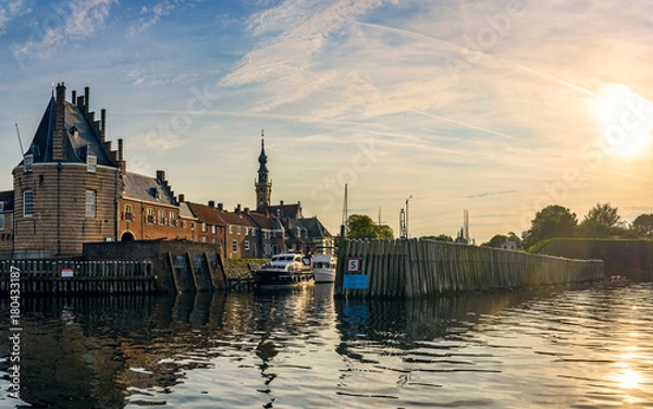 Obraz Skyline Veere Areal Shot during sunset