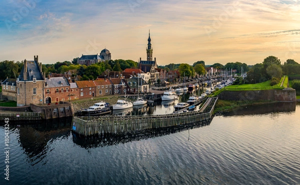 Obraz Skyline Veere Areal Shot during sunset