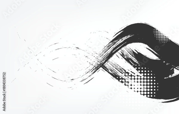 Obraz Abstract black and white brushes  drawing background.