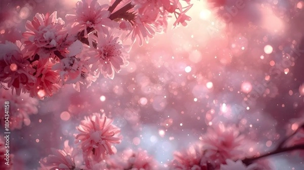 Fototapeta Pink Blossom Flowers with Soft Bokeh Light