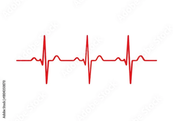 Obraz Red heartbeat ekg line isolated on white background
